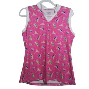 Coral Bay Pink Martini Novelty Sleeveless Golf Top Athletic Size Small